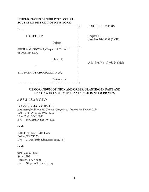 Diamond McCarthy LLP Houston, TX Office