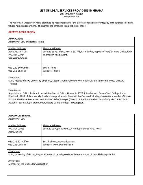 Awoonor Law Consultancy Accra, Ghana Office