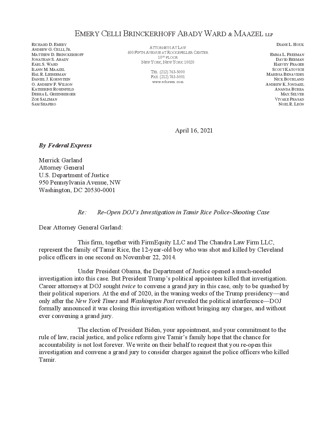 Emery Celli Brinckerhoff & Abady LLP New York City, NY Office