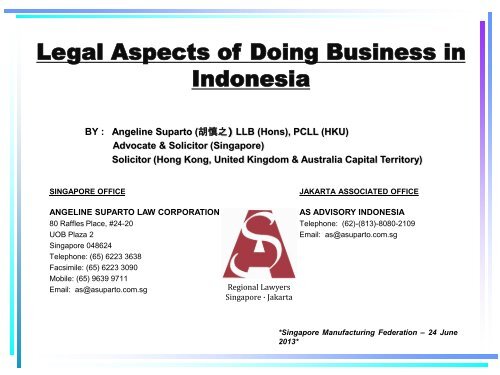 Angeline Suparto Law Corporation Singapore Office