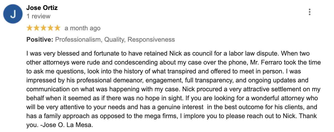 Ferraro Vega Employment Lawyers, Inc San Diego,  Office