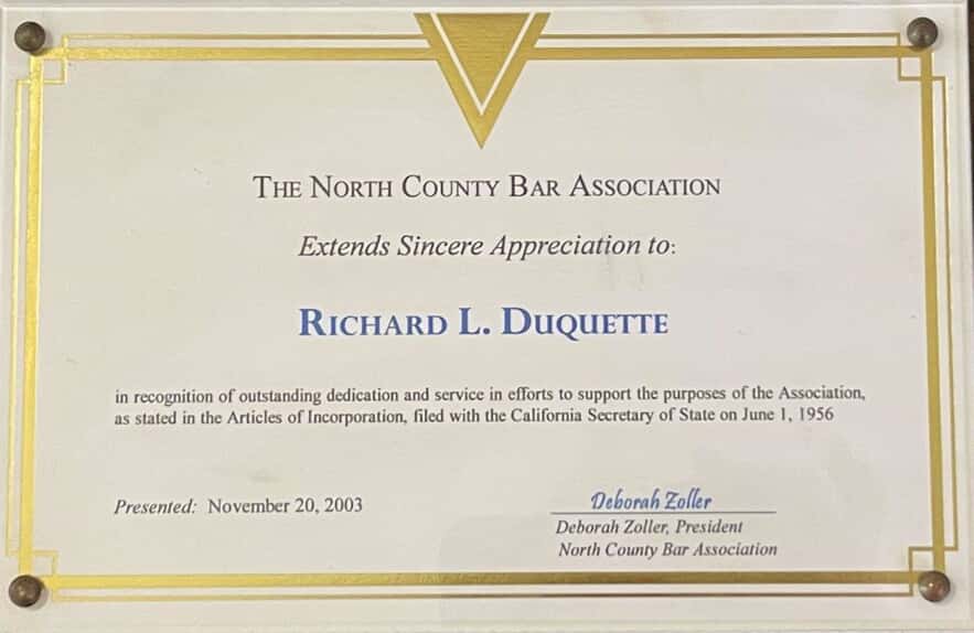 Law Firm of Richard L. Duquette Carlsbad, CA Office