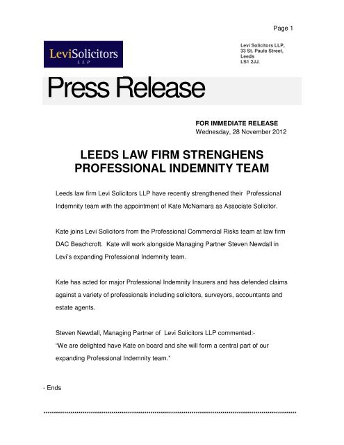 Levi Solicitors LLP Leeds, United Kingdom Office