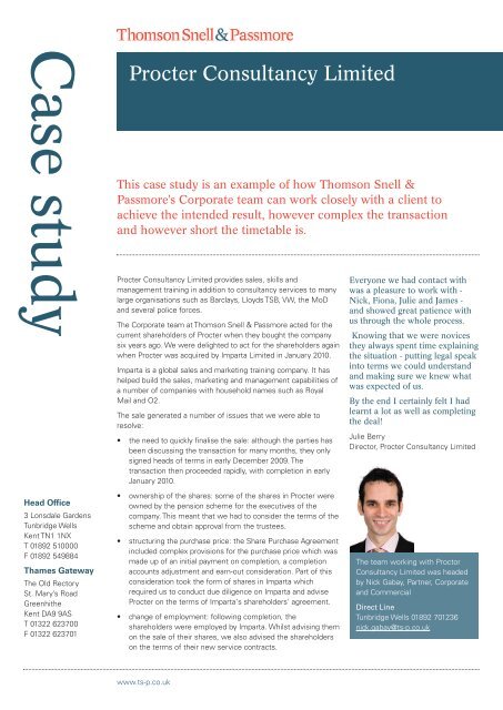 Thomson Snell & Passmore Greenhithe, United Kingdom Office