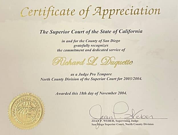 Law Firm of Richard L. Duquette Carlsbad, CA Office