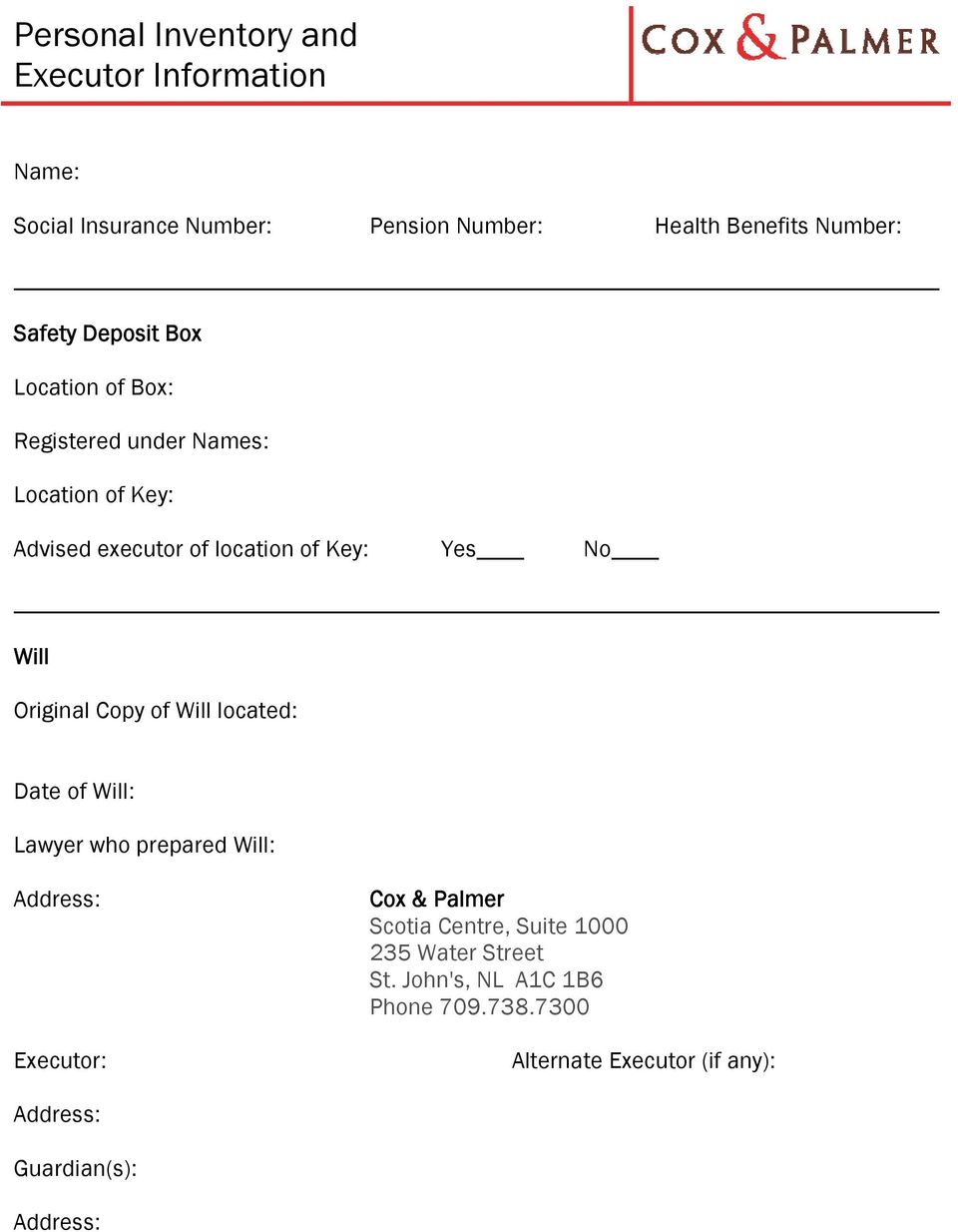 Cox & Palmer Saint Johns, Canada Office