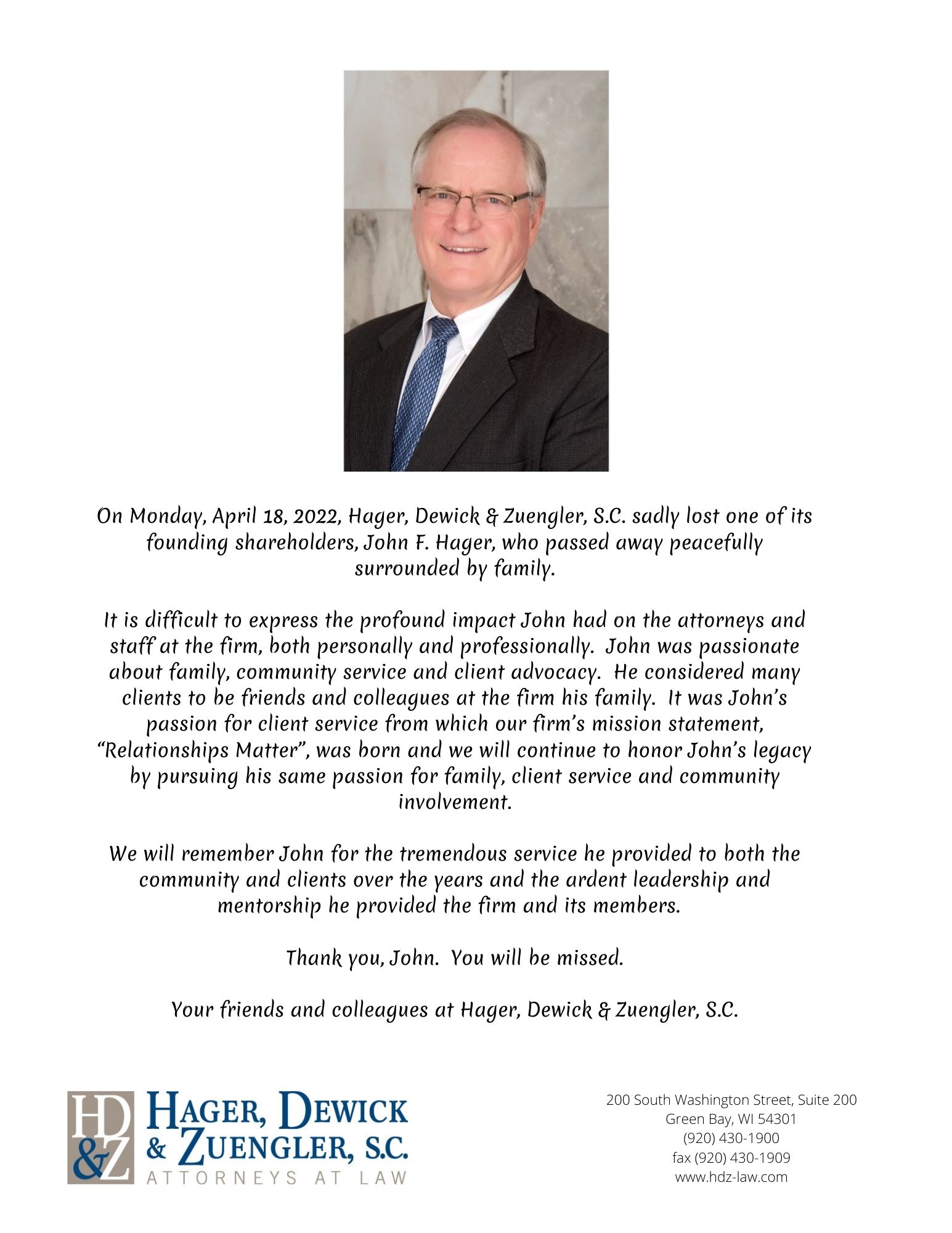 Hager, Dewick & Zuengler, S.C Green Bay, WI Office