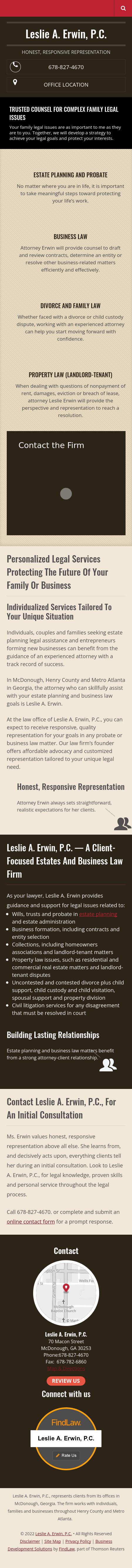 Leslie A. Erwin, P.C McDonough,  Office