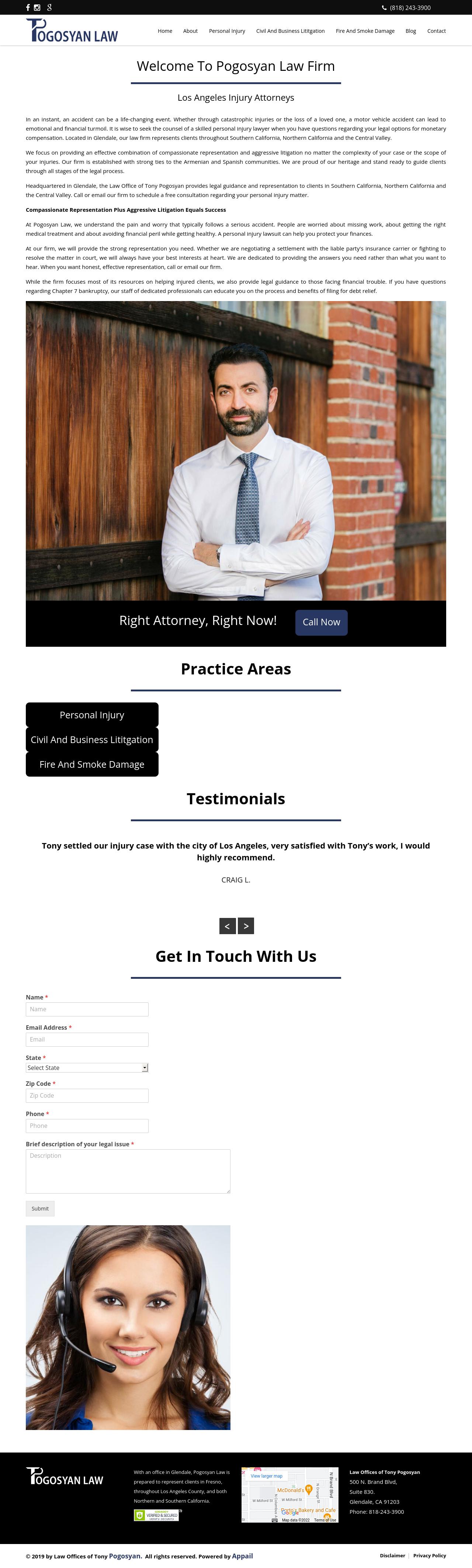Law Offices of Tony Pogosyan Glendale,  Office