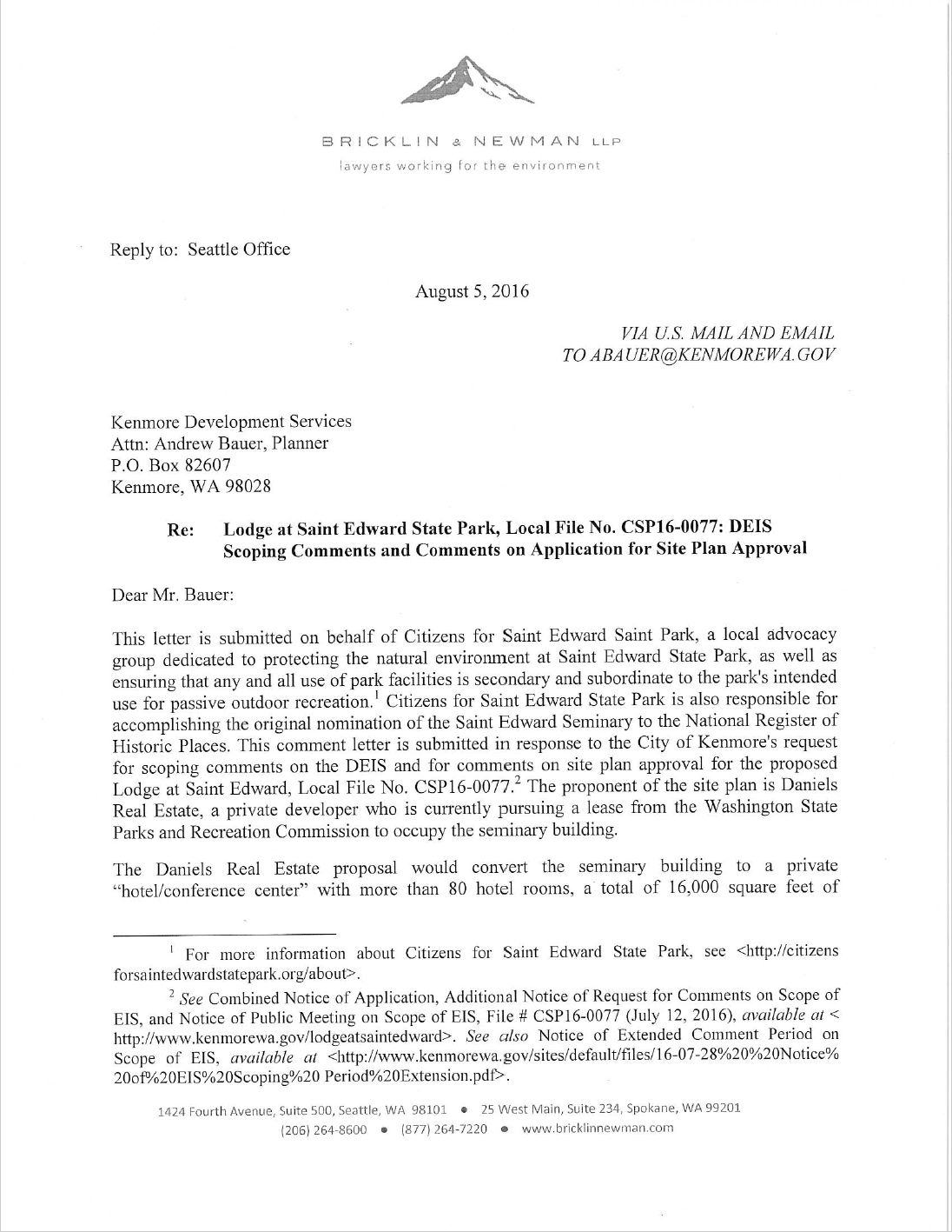 Bricklin & Newman, LLP Spokane, WA Office