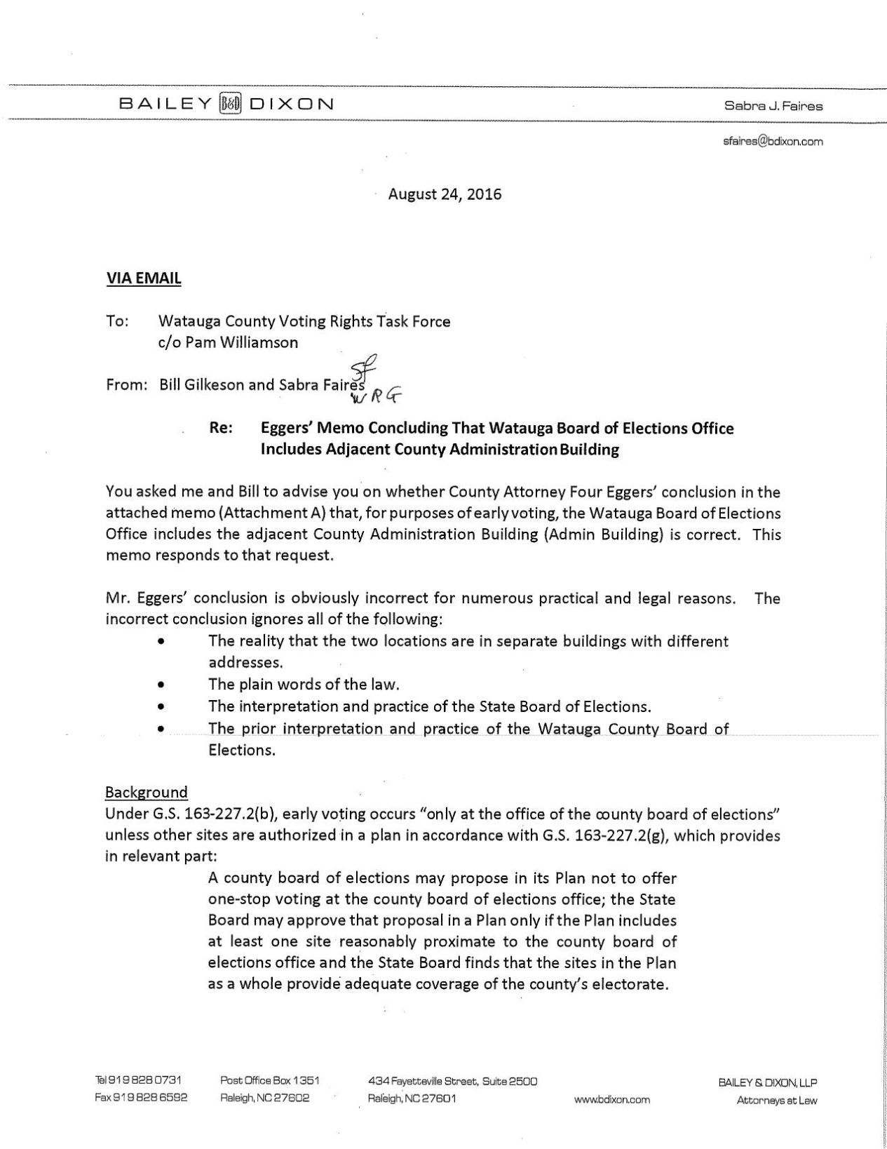 Bailey & Dixon, LLP Raleigh, NC Office