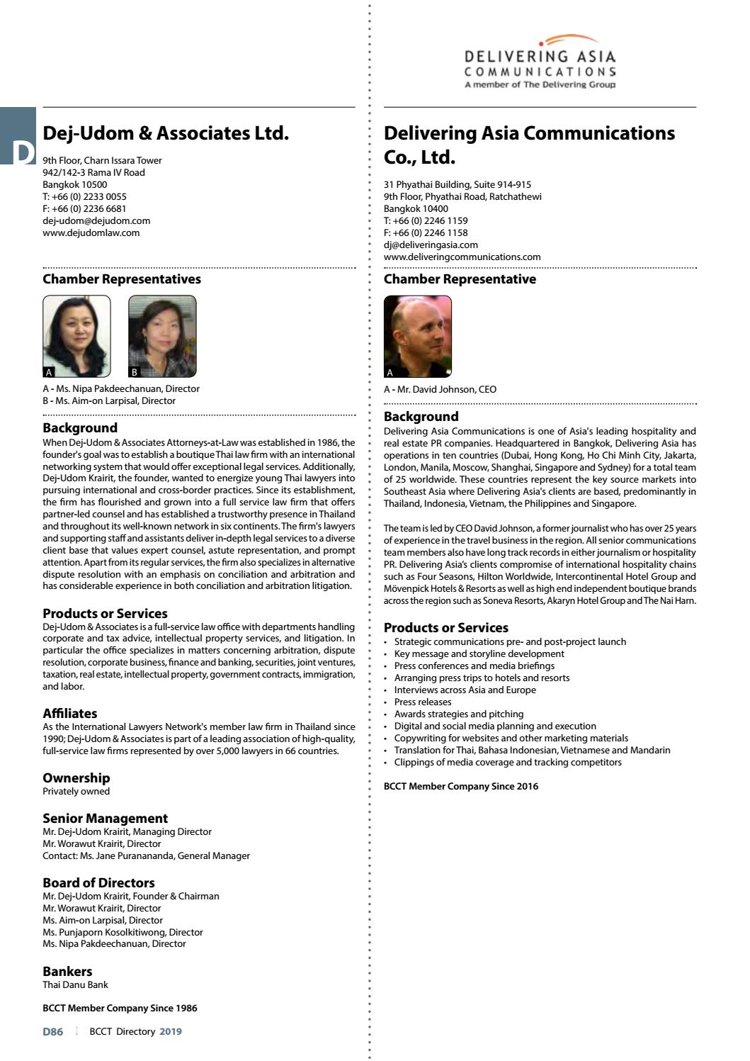 Dej-Udom & Associates Bangkok, Thailand Office