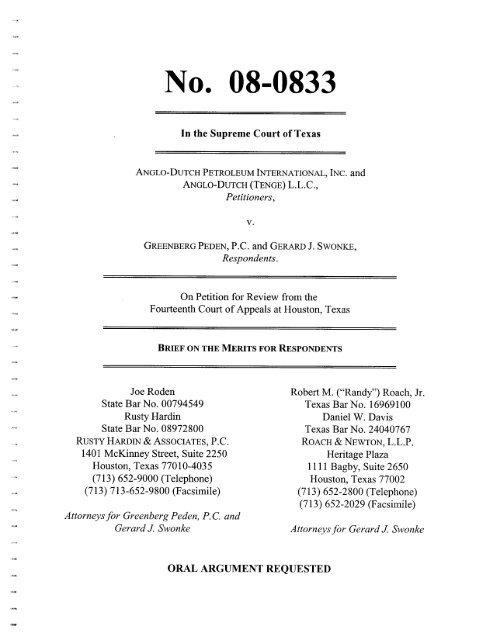 Rusty Hardin & Associates, PC Houston, TX Office