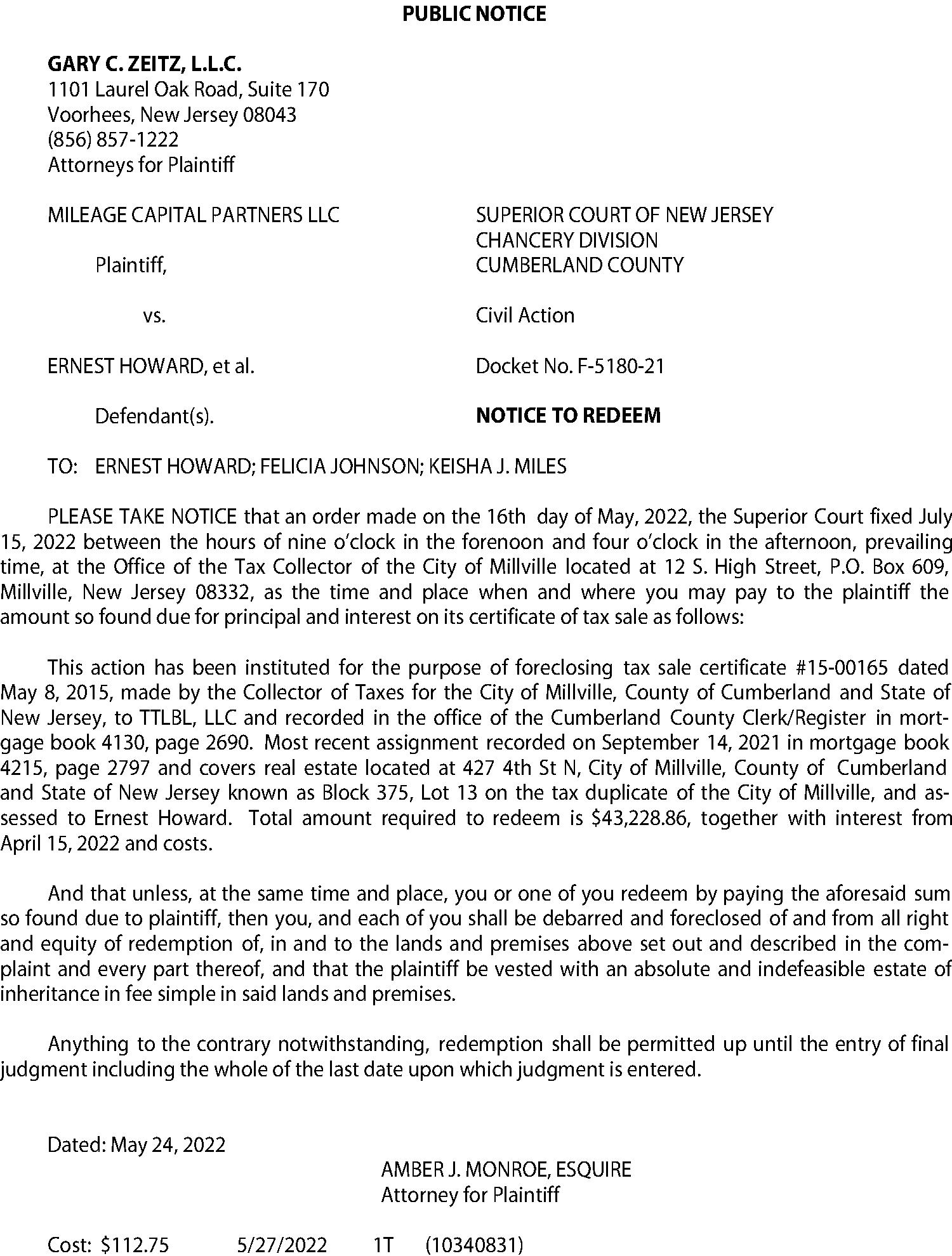 The Law Offices of Gary C. Zeitz, LLC Voorhees,  Office