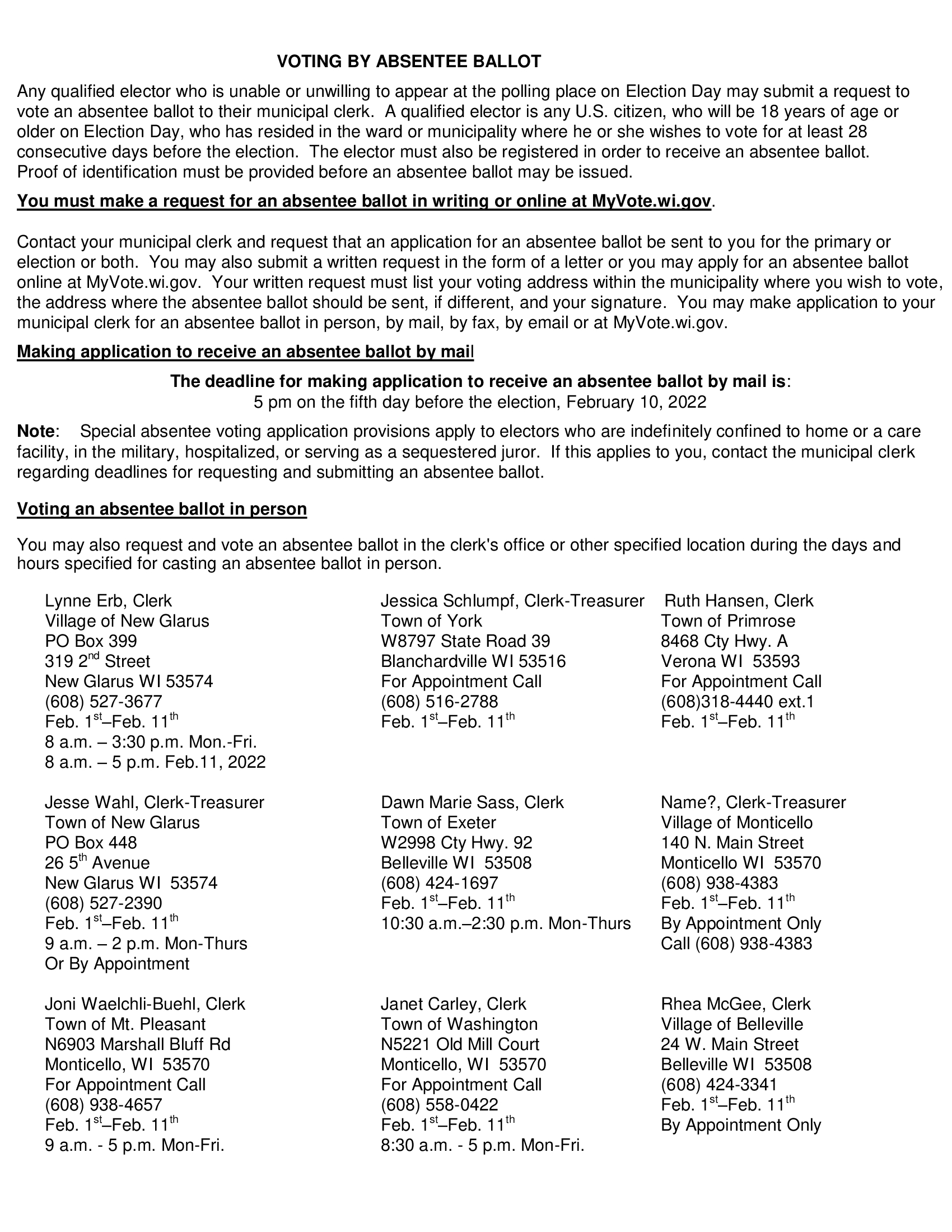 Duxstad & Bestul, S. C New Glarus, WI Office