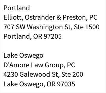 D'Amore Law Group Portland, OR Office