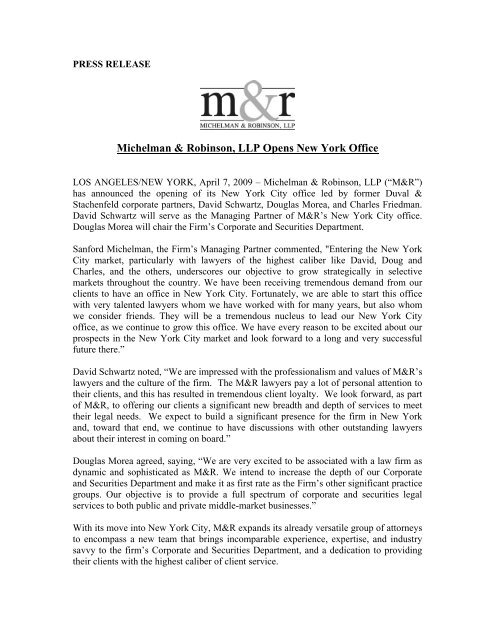 Michelman & Robinson, LLP Encino, CA Office