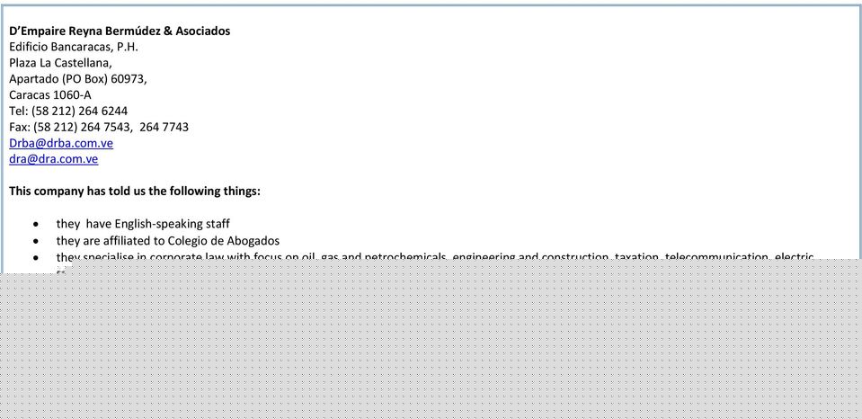 D'Empaire Reyna Abogados Caracas, Venezuela Office
