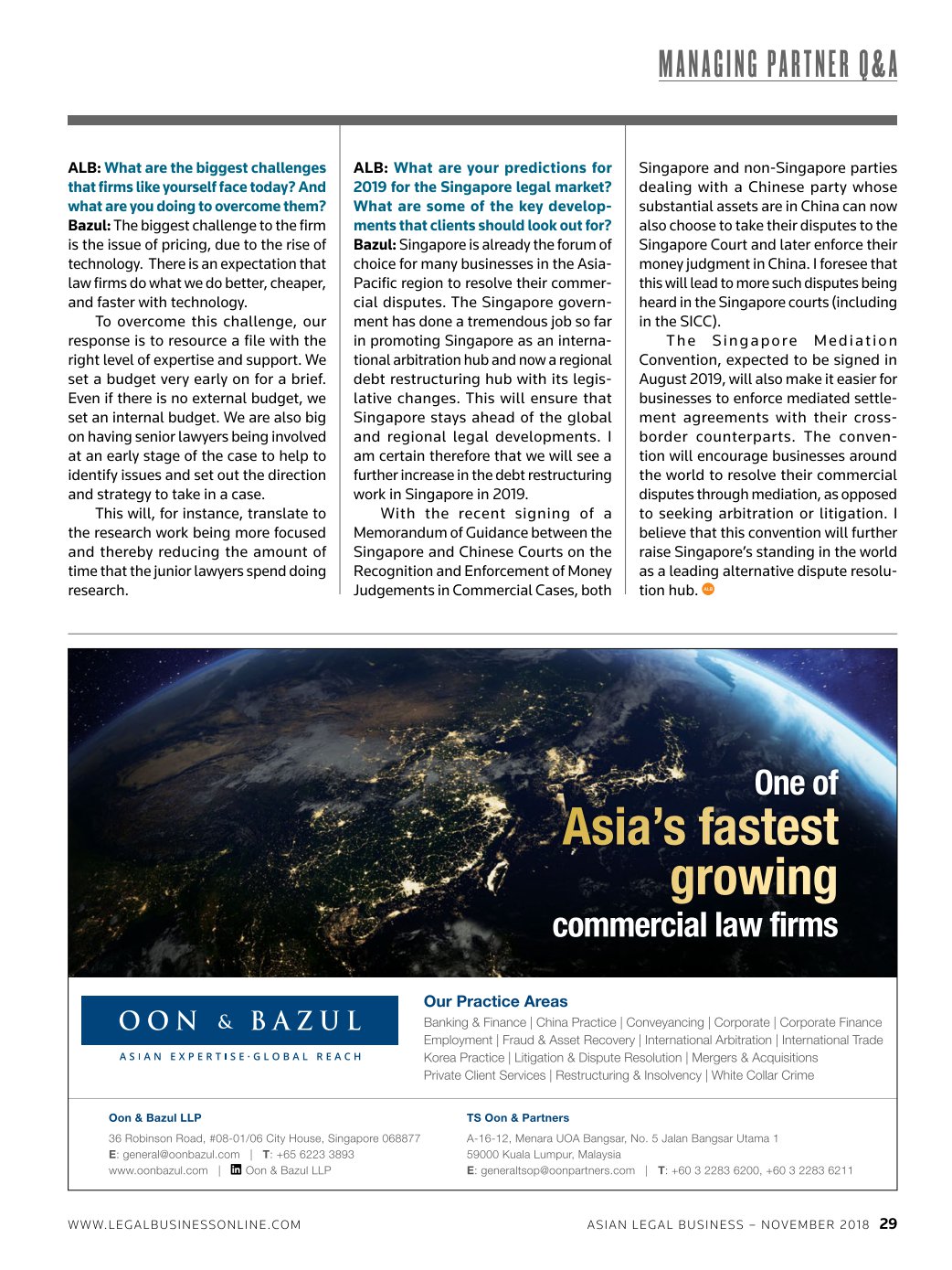Oon & Bazul LLP Singapore Office