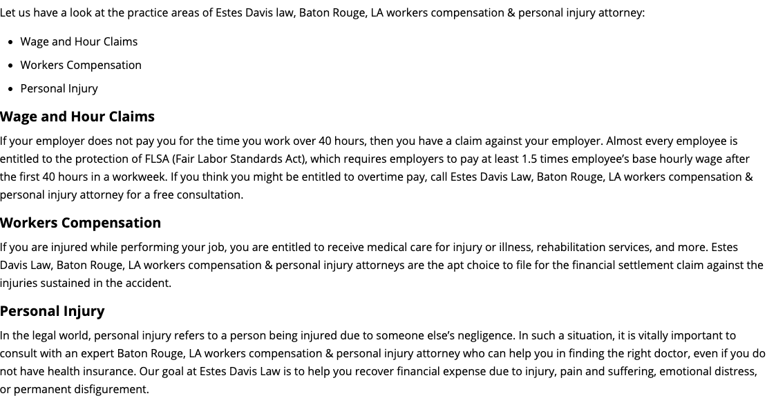 Estes Davis Law Baton Rouge,  Office
