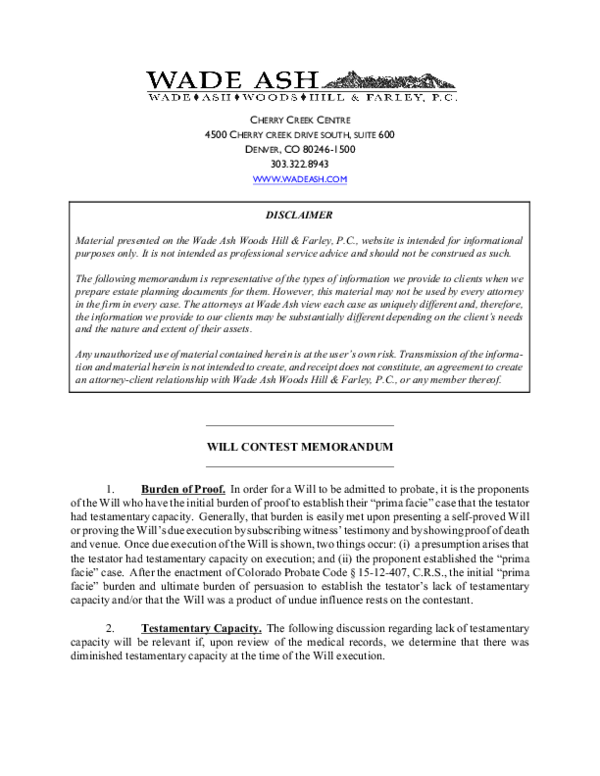 Wade Ash LLC Denver, CO Office