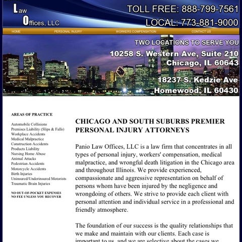 Panio Law Offices Homewood, IL Office