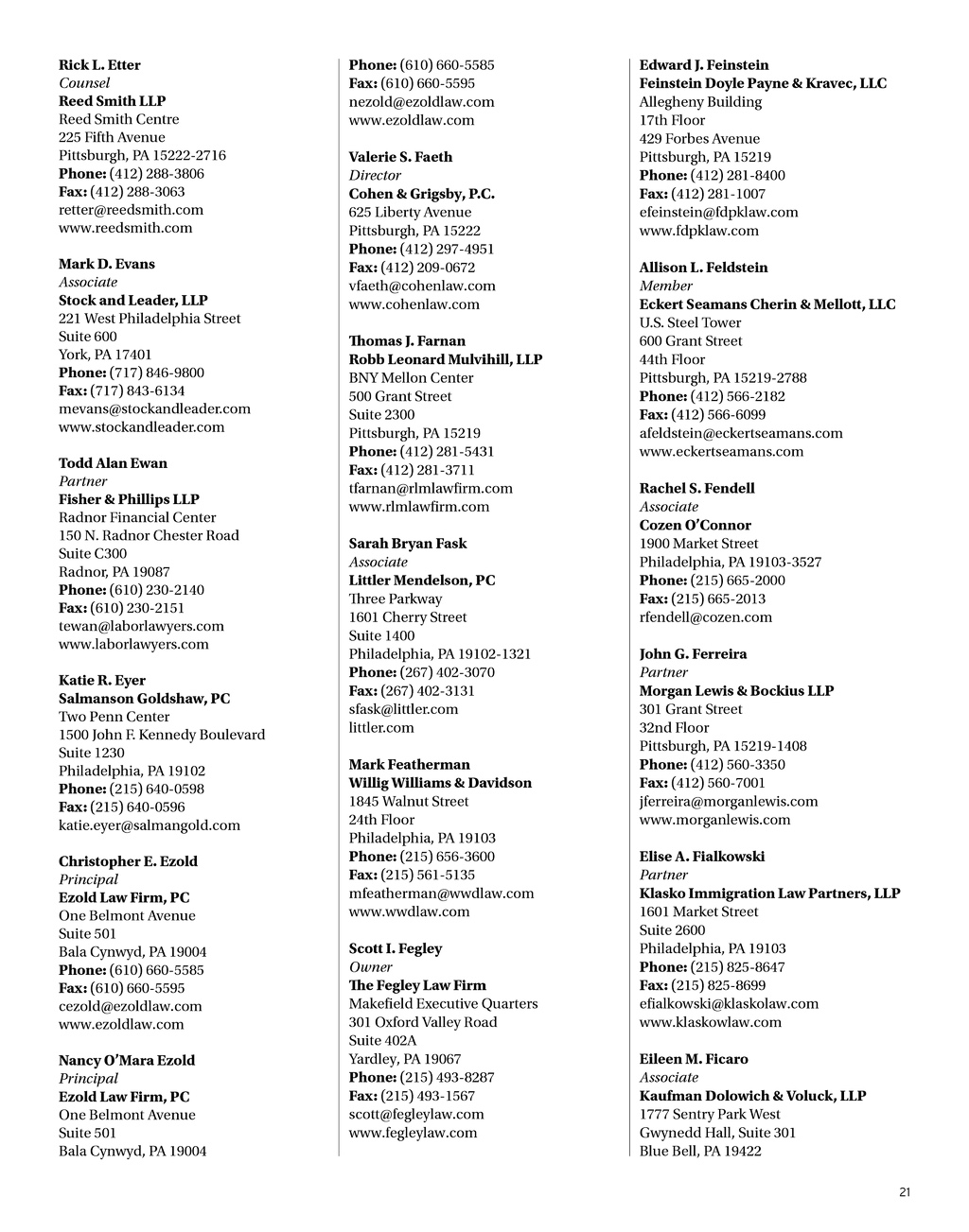 White and Williams LLP Pittsburgh, PA Office