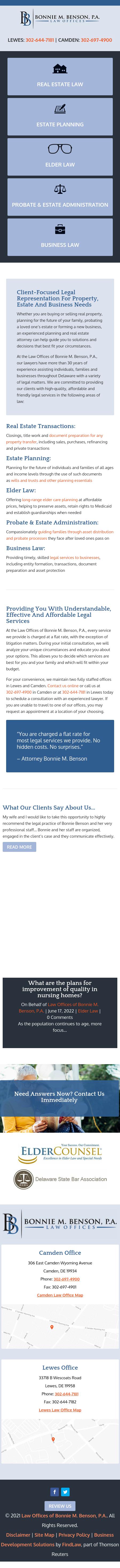 Bonnie M. Benson, PA Lewes,  Office