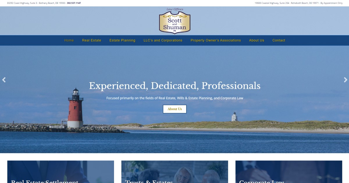 Law Offices of Scott and Shuman PA Bethany Beach, DE Office