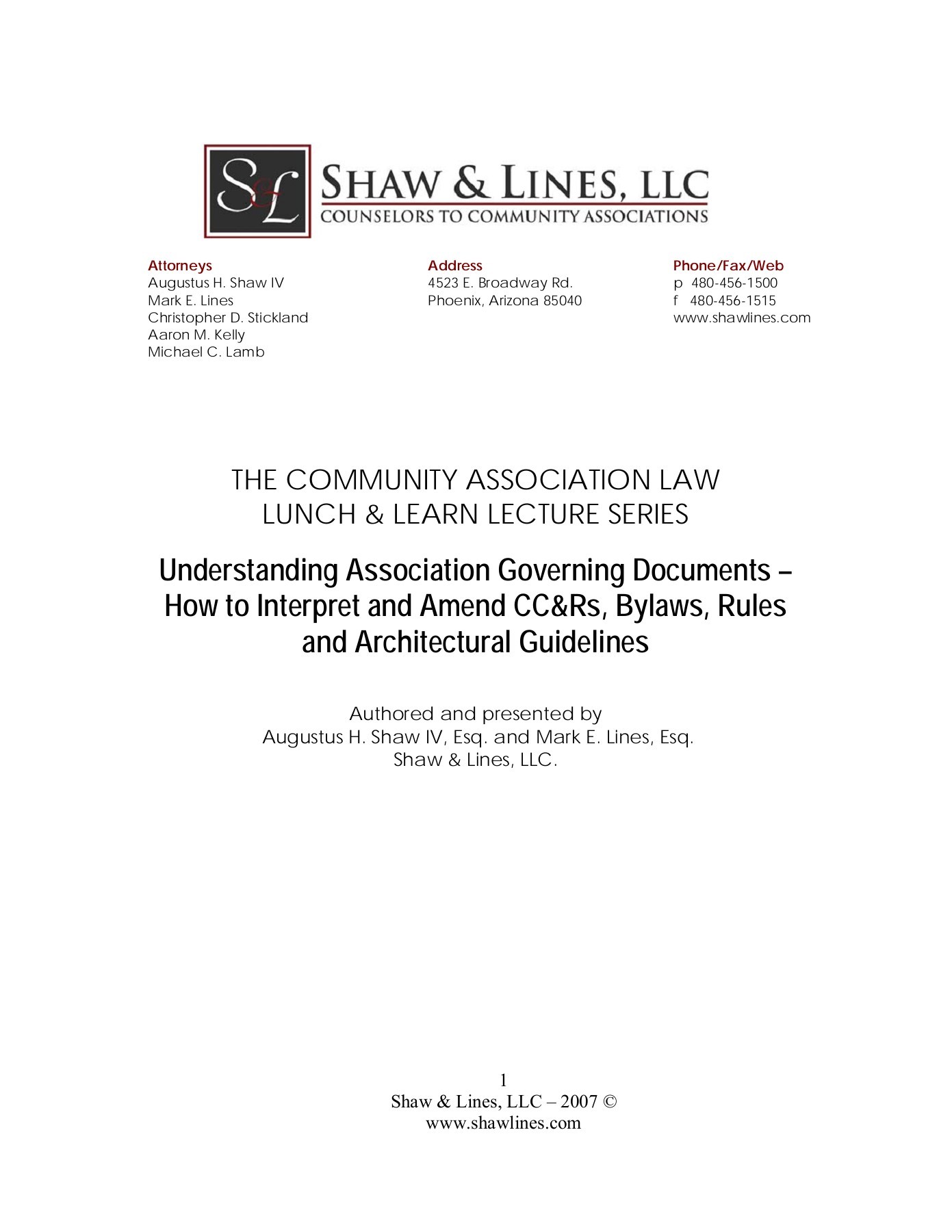 Shaw & Lines, LLC Phoenix, AZ Office