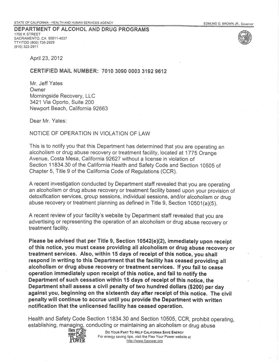 Yates Law Firm, LLC Newport Beach, CA Office