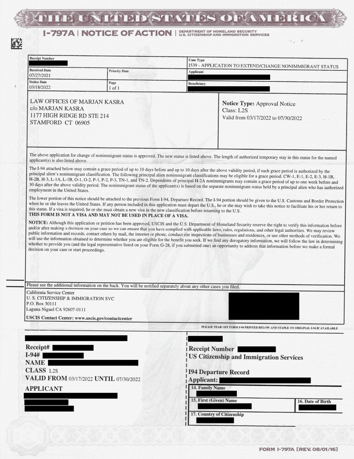 The Law Offices of Marjan Kasra, LLC Stamford,  Office