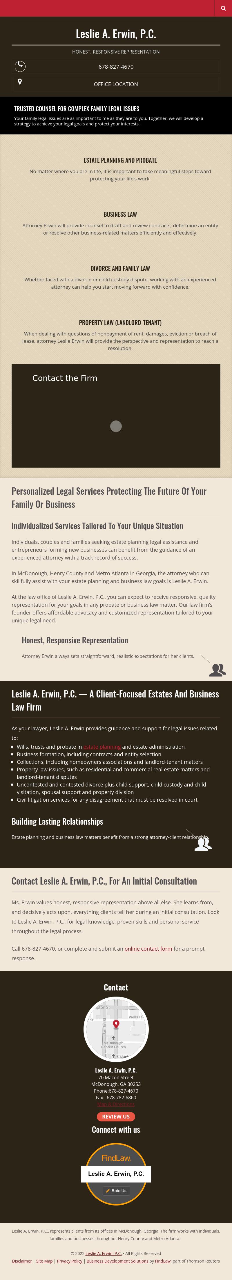Leslie A. Erwin, P.C McDonough,  Office