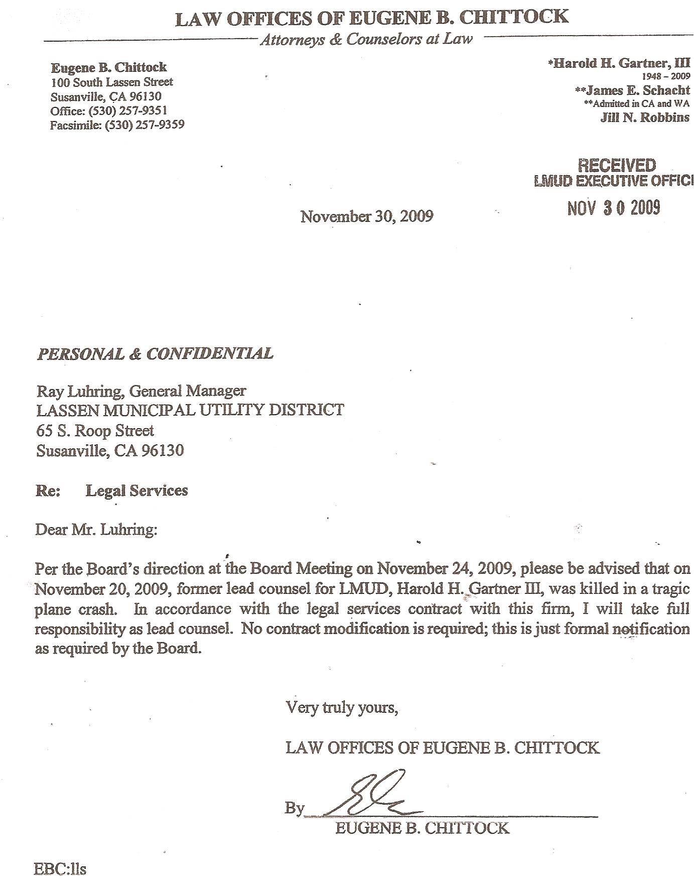 Eugene B. Chittock Attorney at Law Susanville, CA Office