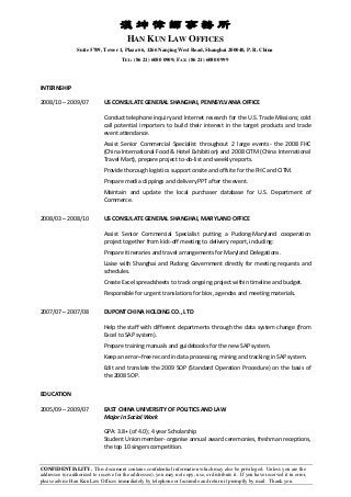 Han Kun Law Offices Shanghai, China Office