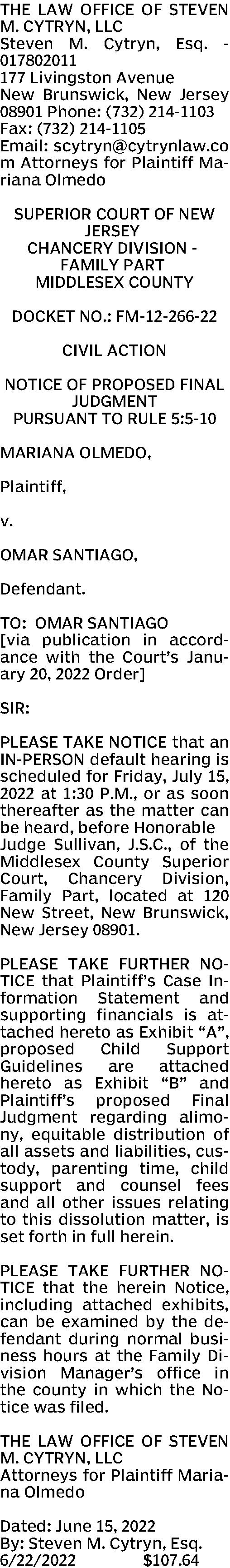 The Law Office of Steven M. Cytryn, LLC New Brunswick,  Office