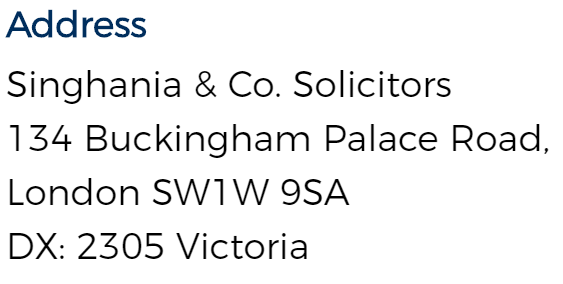 Singhania & Co. LLP London, United Kingdom Office