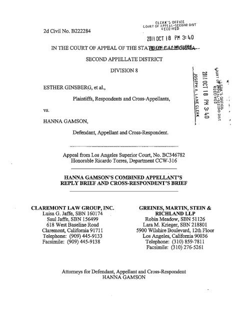 Greines, Martin, Stein & Richland, LLP Los Angeles, CA Office