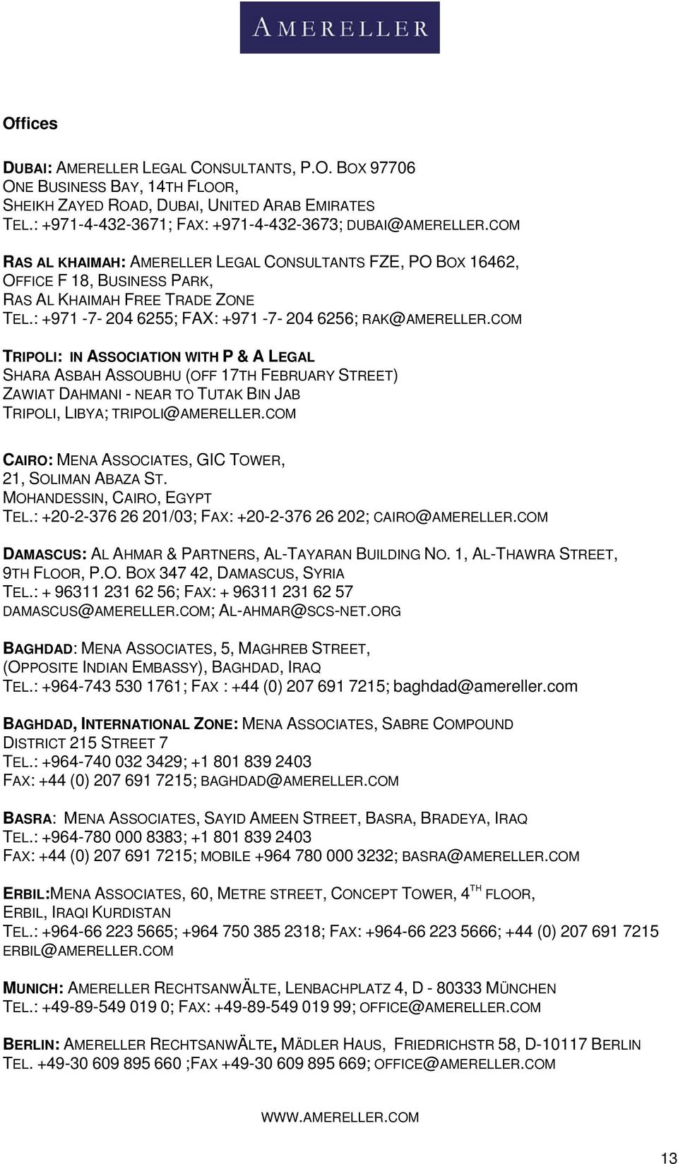Amereller Cairo, Egypt Office