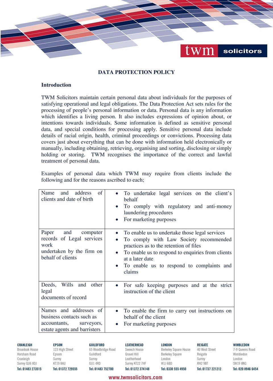 TWM Solicitors LLP Epsom, UK-England Office