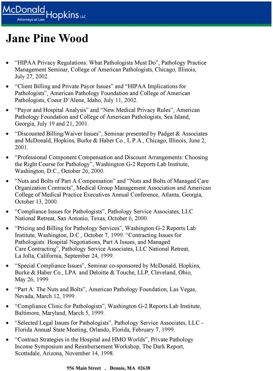 McDonald Hopkins, LLC Dennis, MA Office