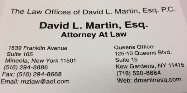 Law Offices of David L. Martin Mineola, NY Office