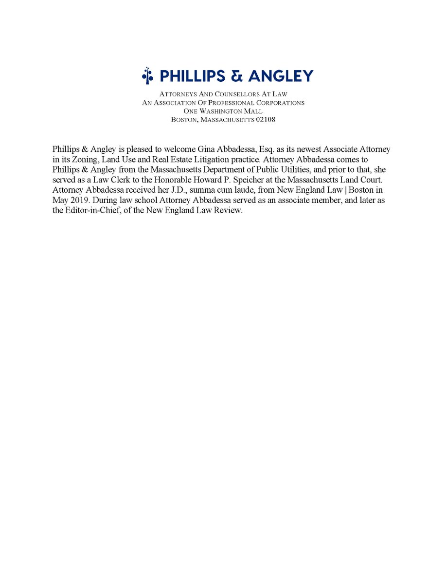 Phillips & Angley, Attorneys At Law Boston, MA Office