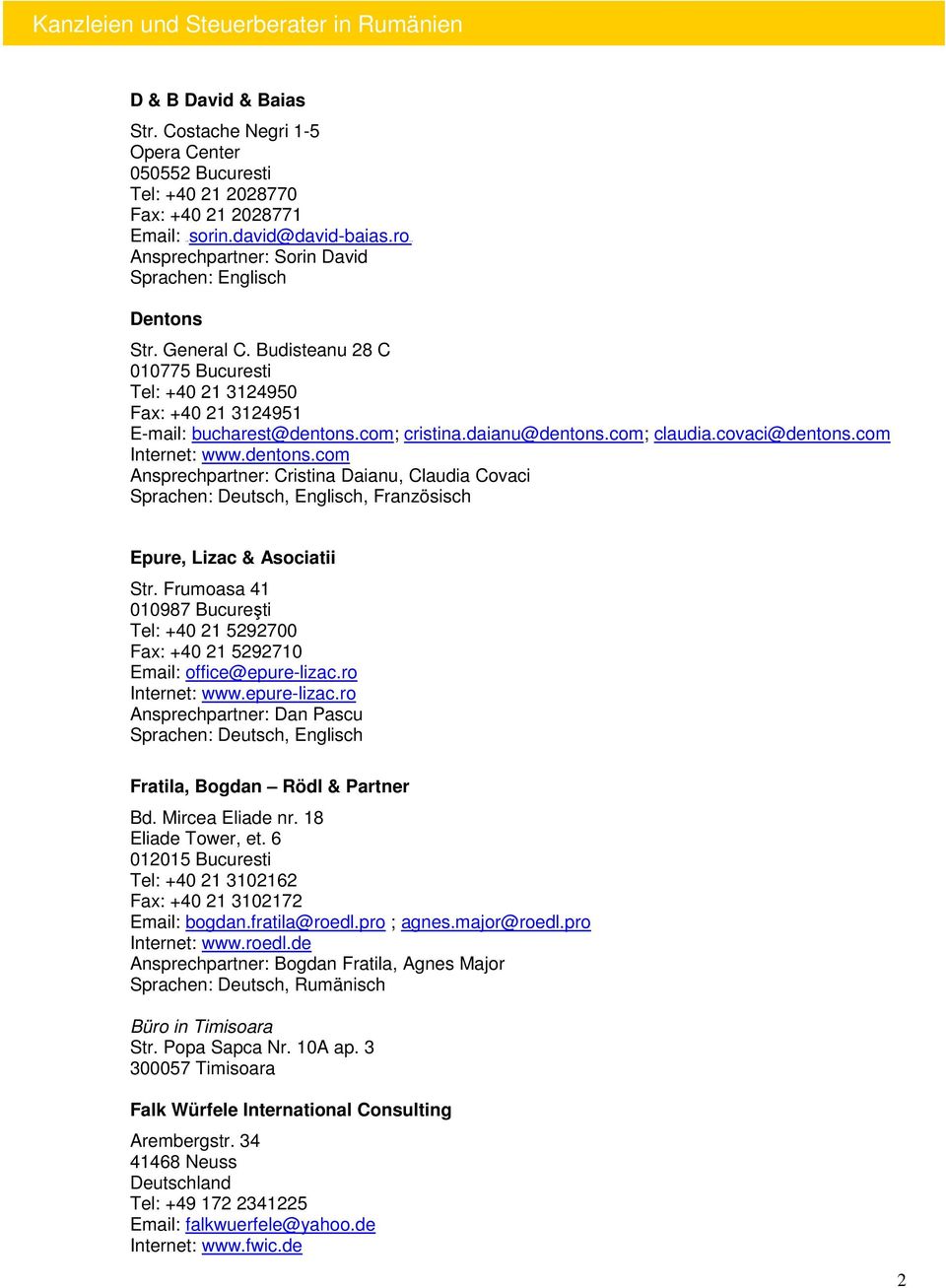 Dentons Bucharest, Romania Office