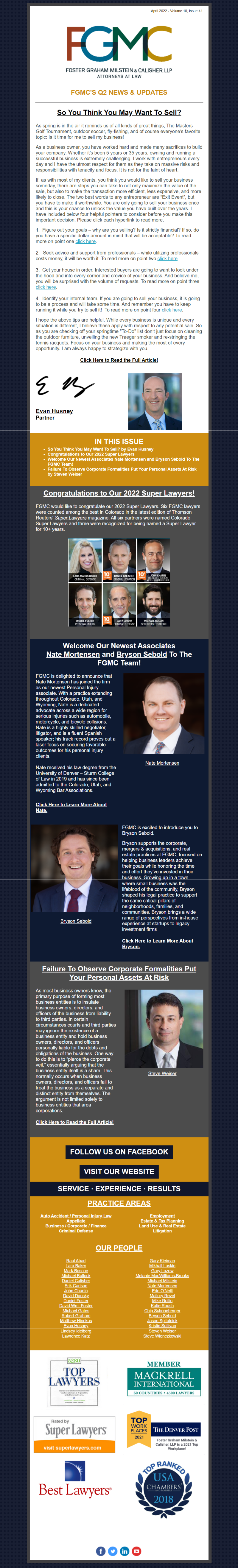 Foster Graham Milstein & Calisher, LLP Denver, CO Office