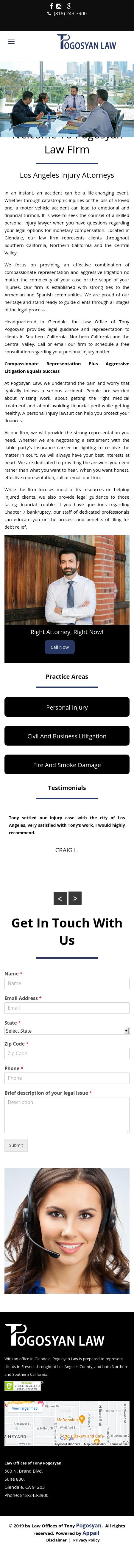 Law Offices of Tony Pogosyan Glendale,  Office