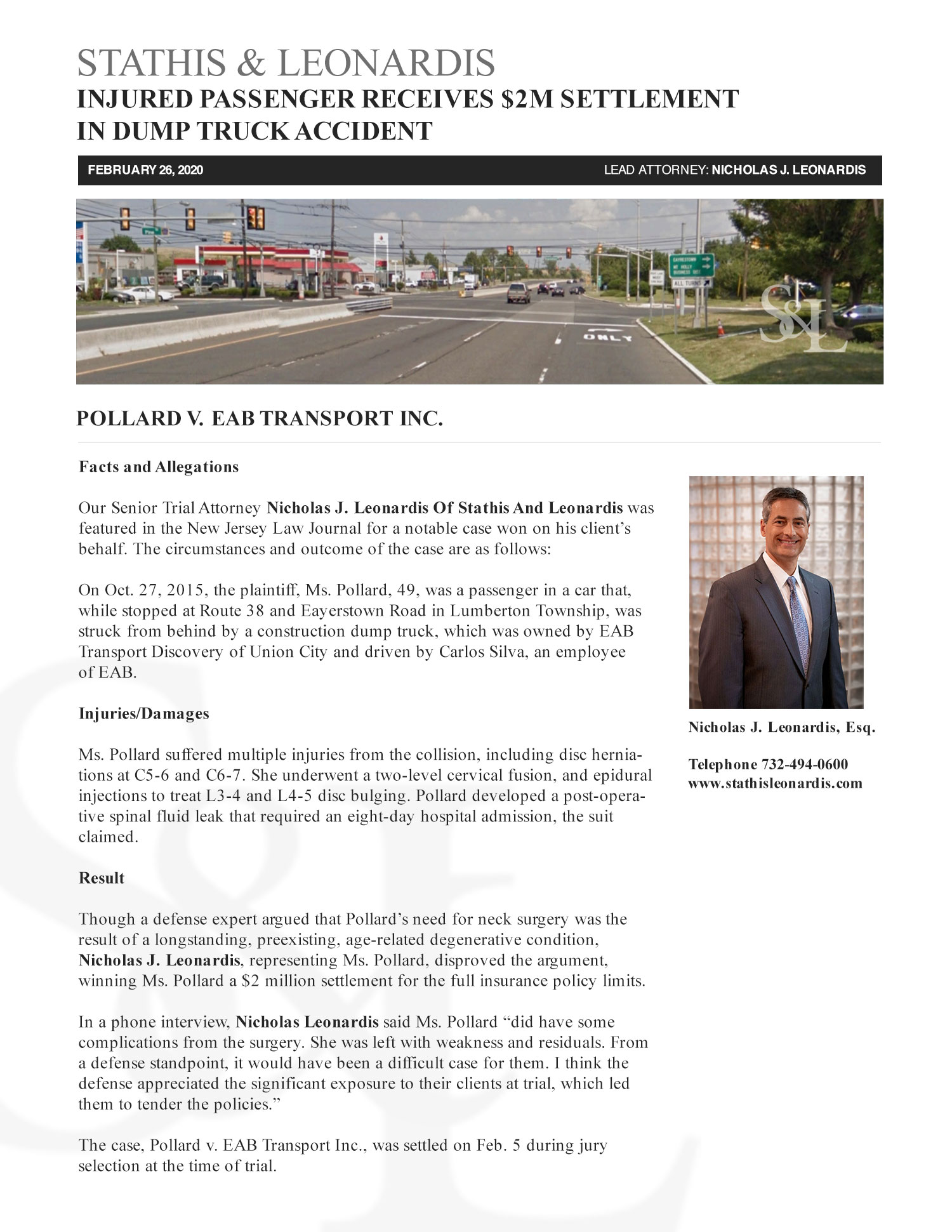 Stathis & Leonardis, LLC Edison, NJ Office