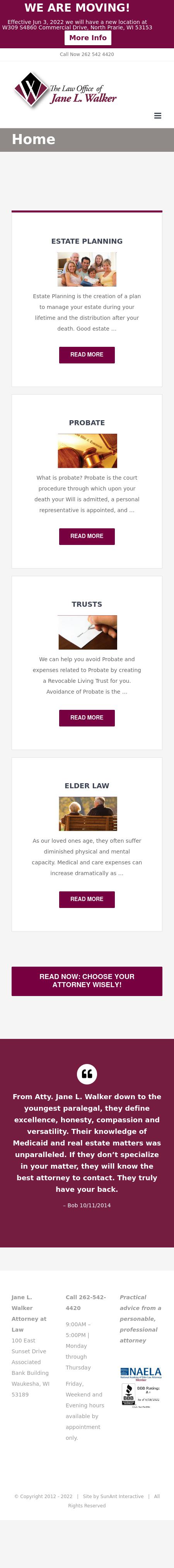 Jane L. Walker Attorney at Law Waukesha, WI Office