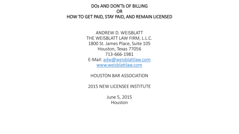 The Weisblatt Law Firm Houston, TX Office