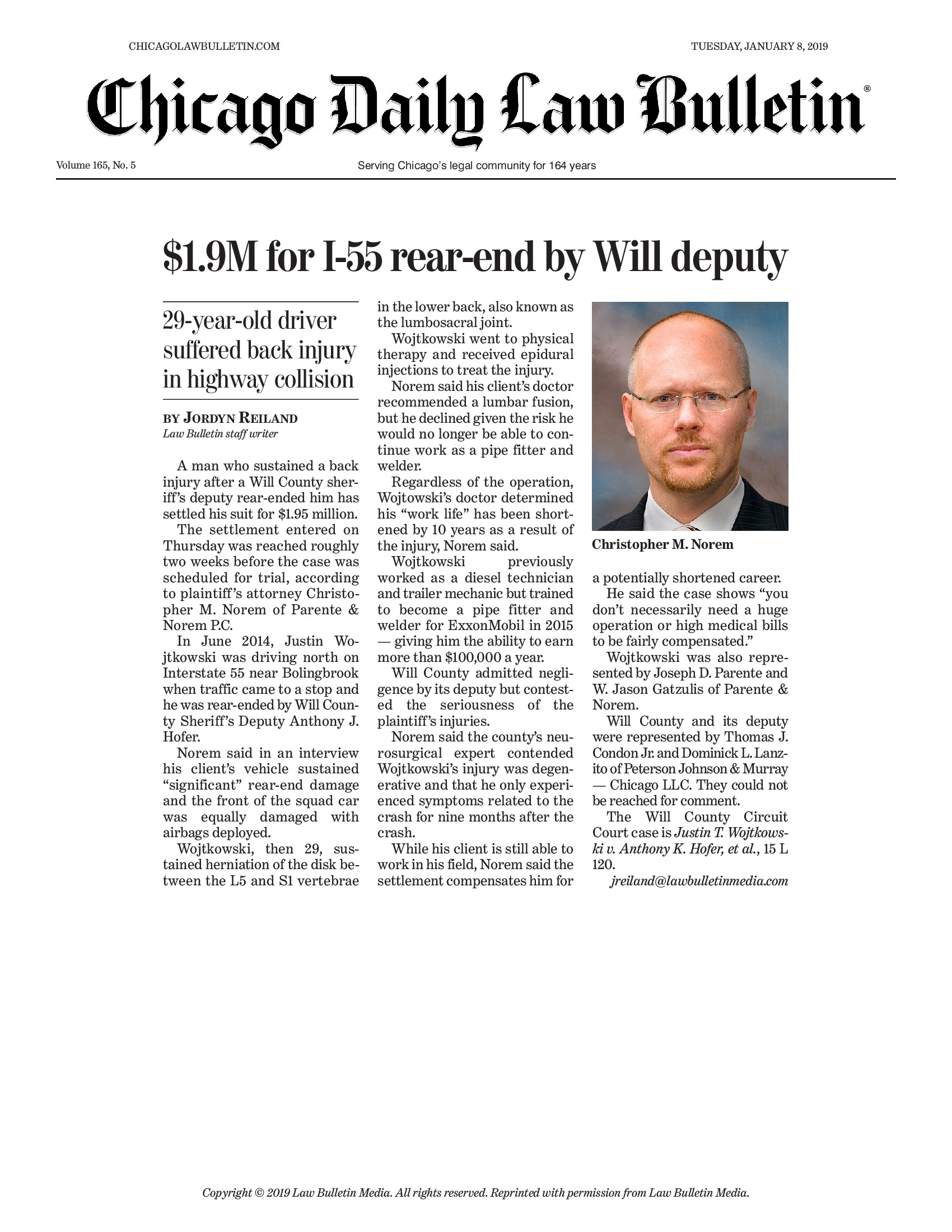 Law Offices of Parente & Norem, PC Joliet, IL Office